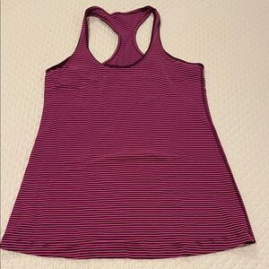 Lululemon Athletica Pink and Black Striped Tank Top